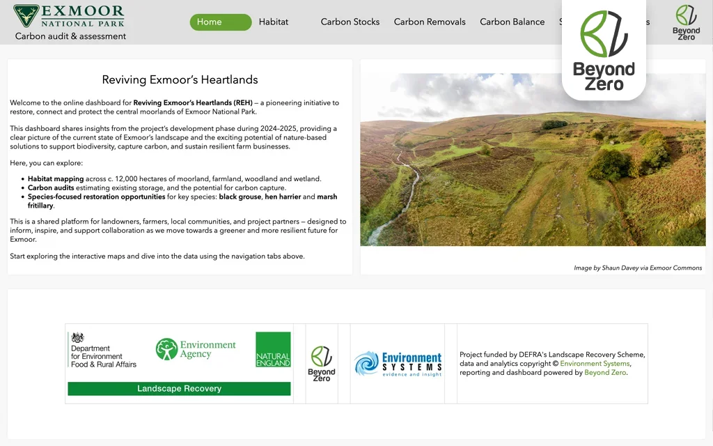 Exmoor National Park - project dashboard