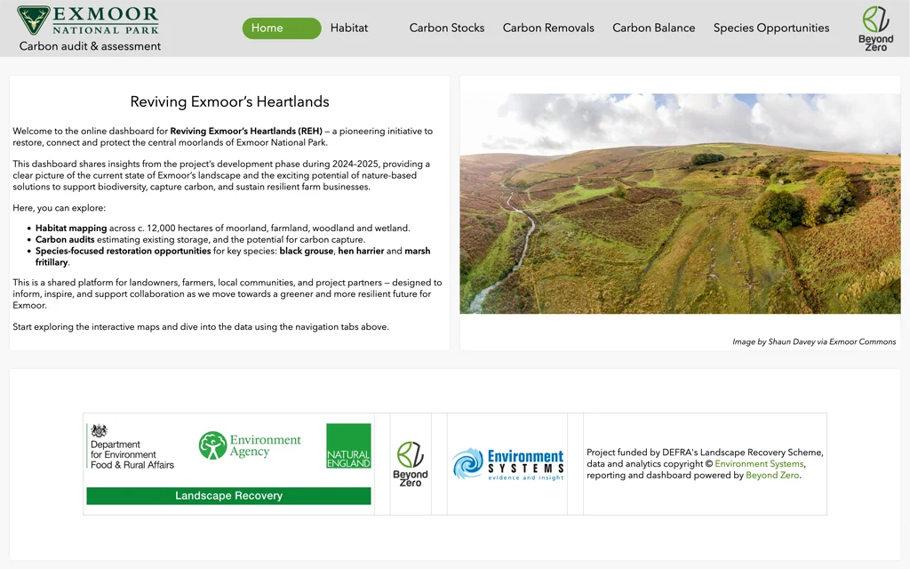 Exmoor National Park - project dashboard