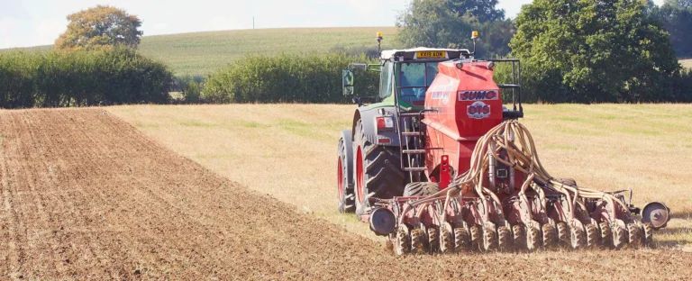 Tractor on arable land